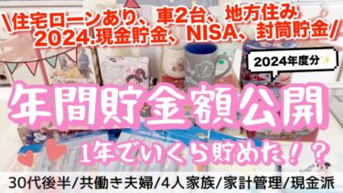 《2024.年間貯金額公開》※音声あり/共働きの年間貯金額は！？/30代後半夫婦/4人家族/現金貯金/積み立てNISA/封筒積み立て/住宅ローンあり