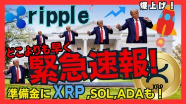 【緊急速報！】トランプ大統領、暗号資産準備金にXRP、SOL、ADAを含むよう指示で大躍進！初のホワイトハウス暗号サミット開催に期待大！【仮想通貨、リップル】