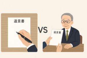 自筆証書遺言と公正証書遺言を比較するイメージ図